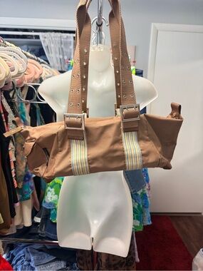 Y2K Un Apres Midi De Chien Casual Brown Shoulder Tote Bag with Striped Accent